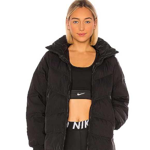 NIKE! Check Water Repellent Long Puffer Coat